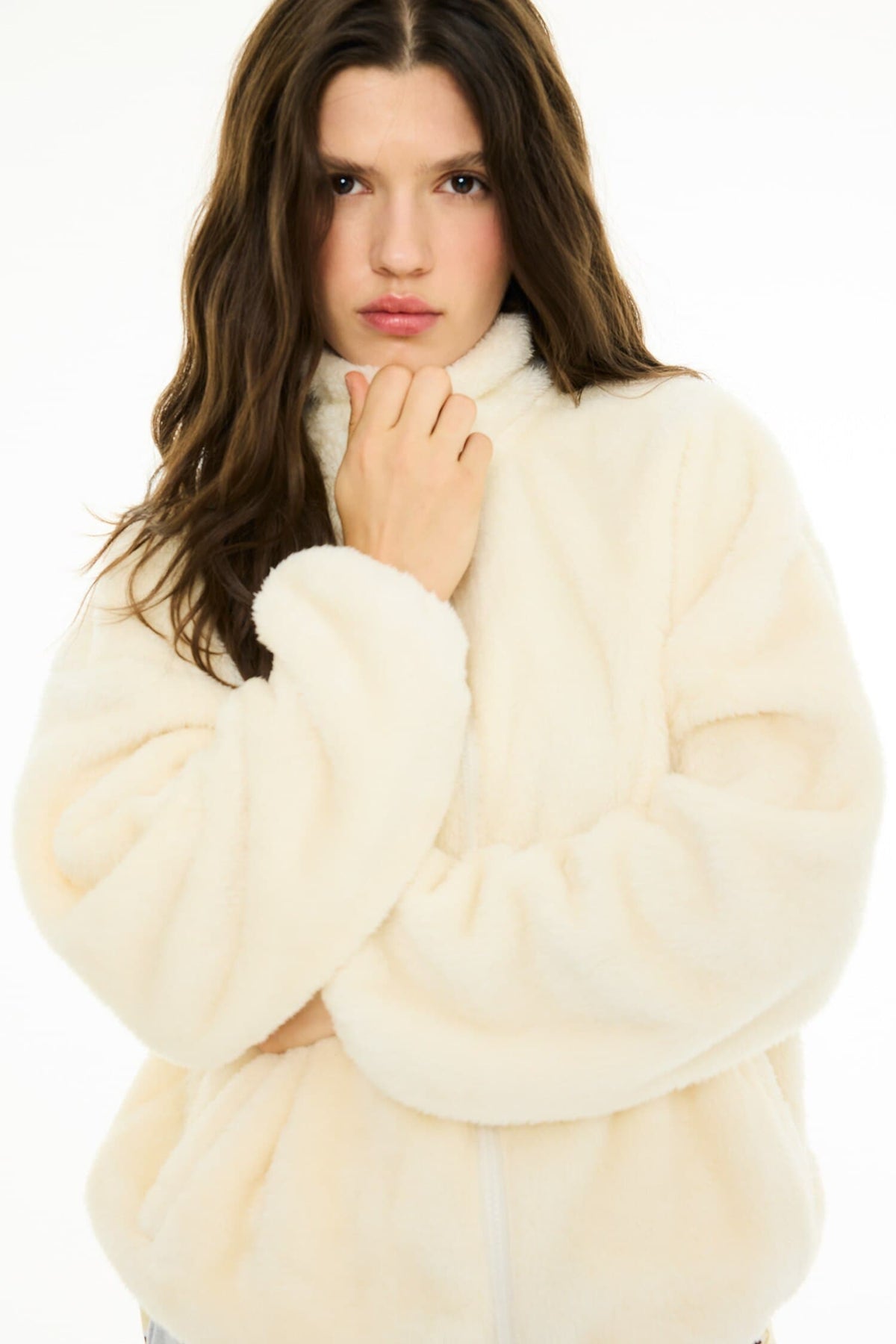 Loose Fit Half Zip Fleece Cardigan Main image