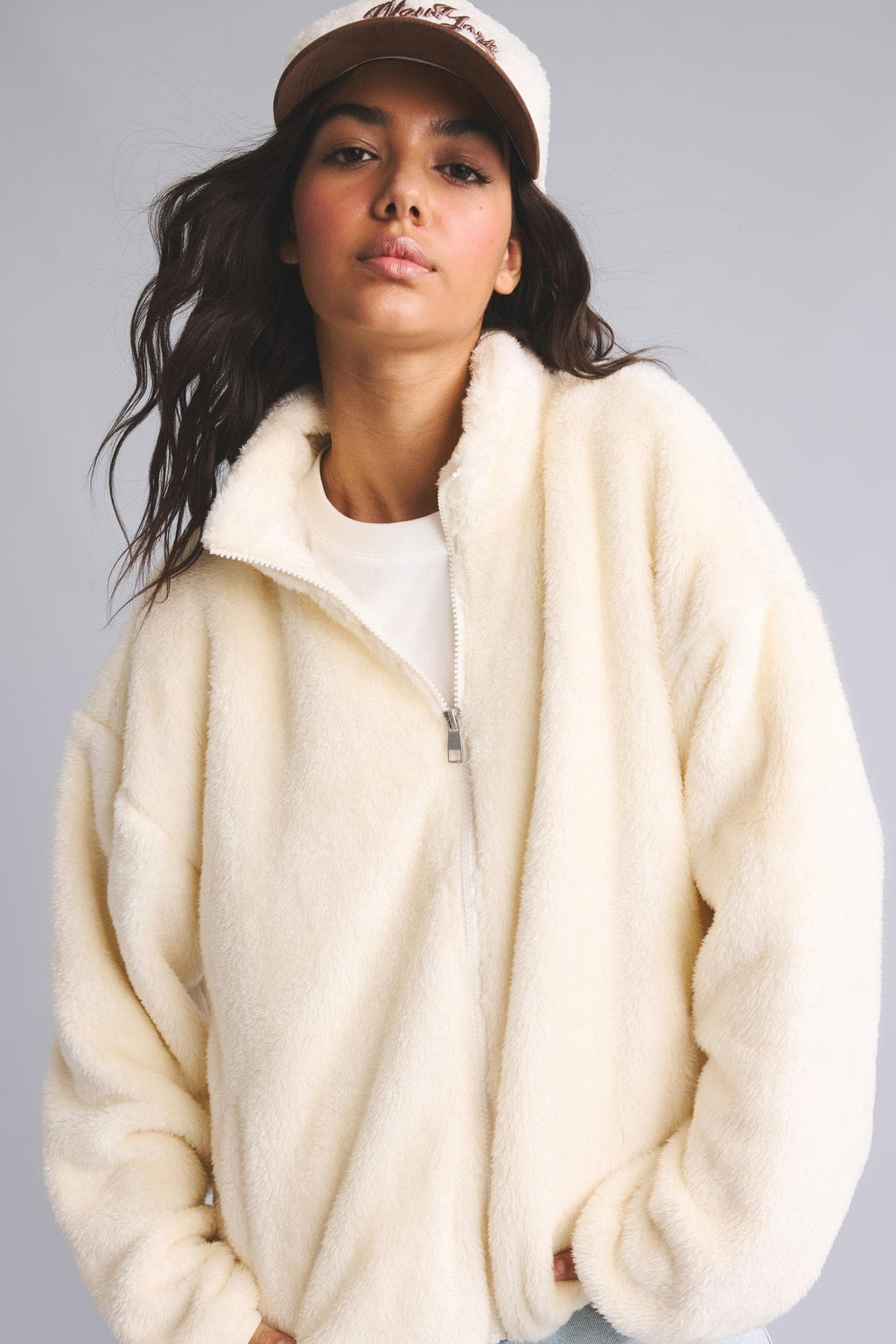 Loose Fit Half Zip Fleece Cardigan