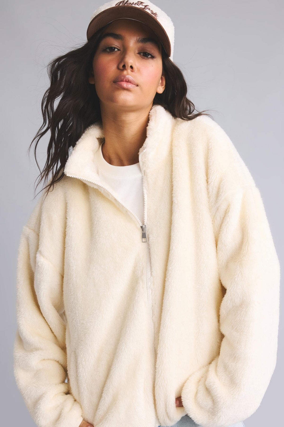 Loose Fit Half Zip Fleece Cardigan