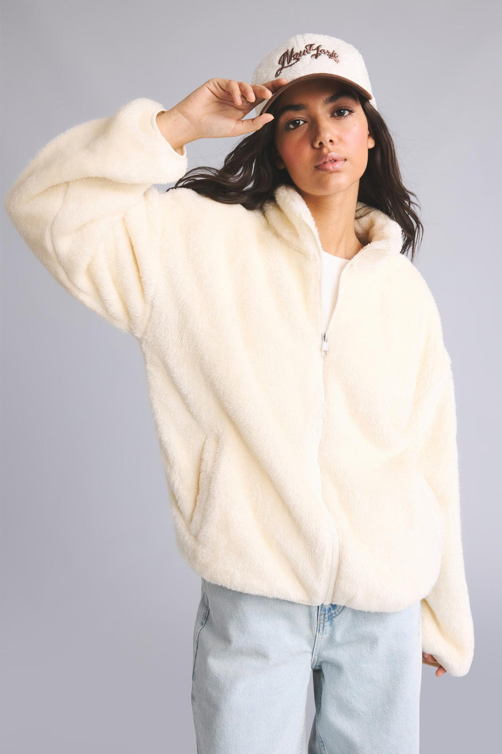 Loose Fit Half Zip Fleece Cardigan
