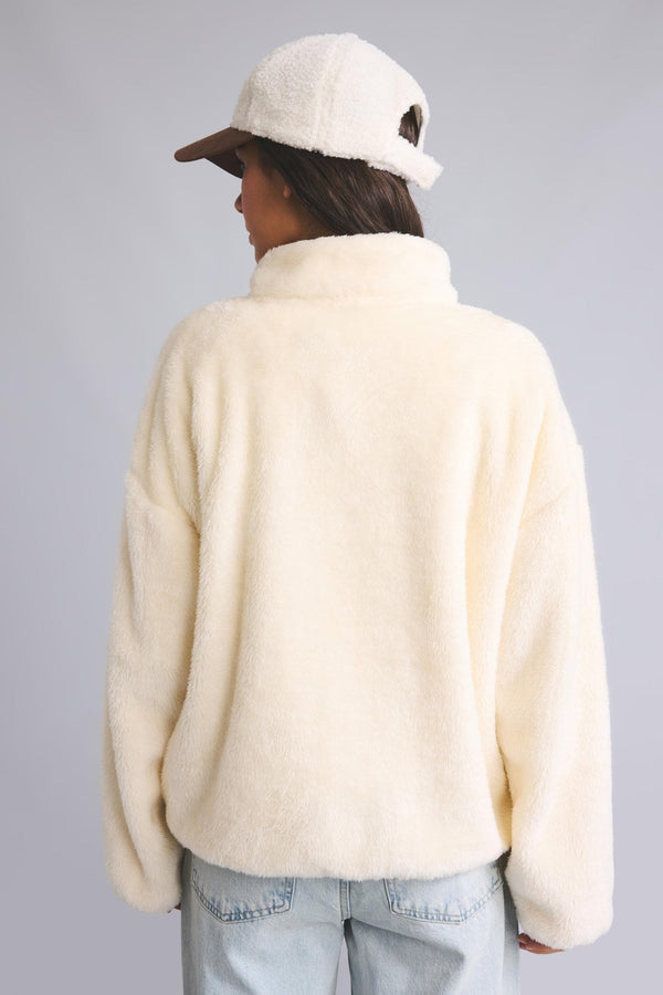 Loose Fit Half Zip Fleece Cardigan