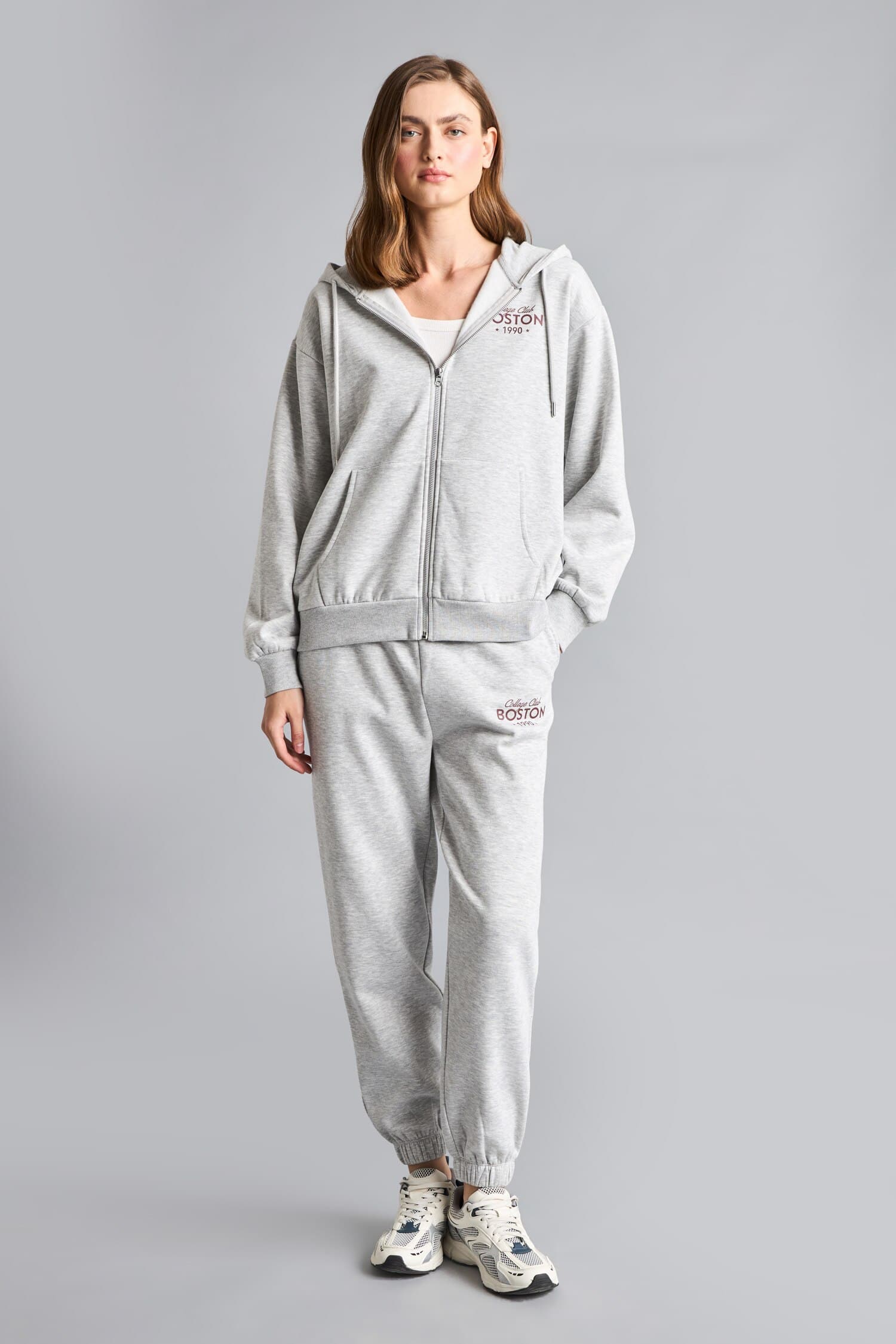 Jogger Fit Slogan Printed Thick Sweatshirt Fabric Pants Secondary image