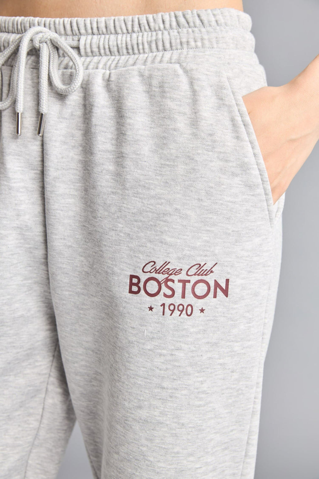 Jogger Fit Slogan Printed Thick Sweatshirt Fabric Pants