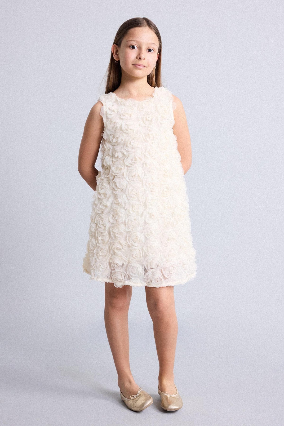 Embossed Rose Applique Sleeveless Dress Girl Main image