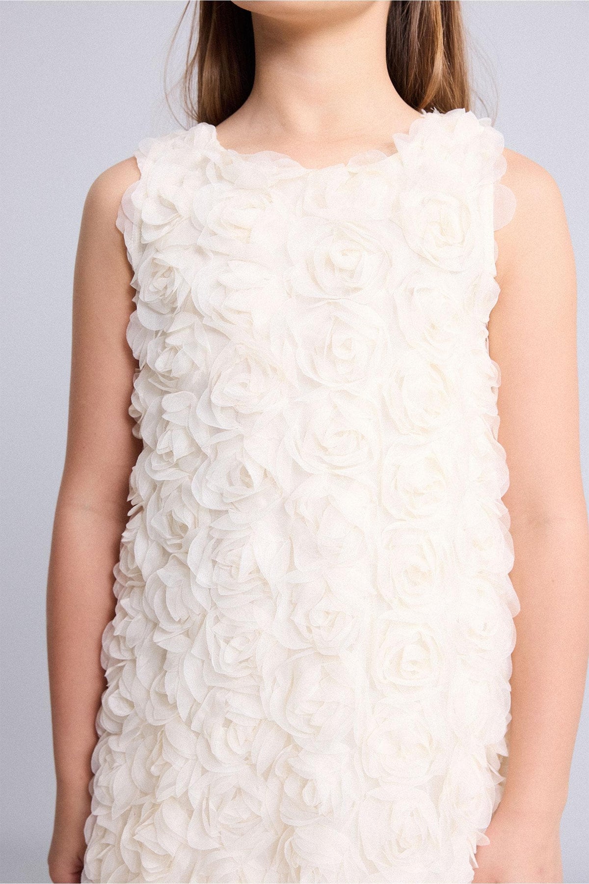 Embossed Rose Applique Sleeveless Dress Girl