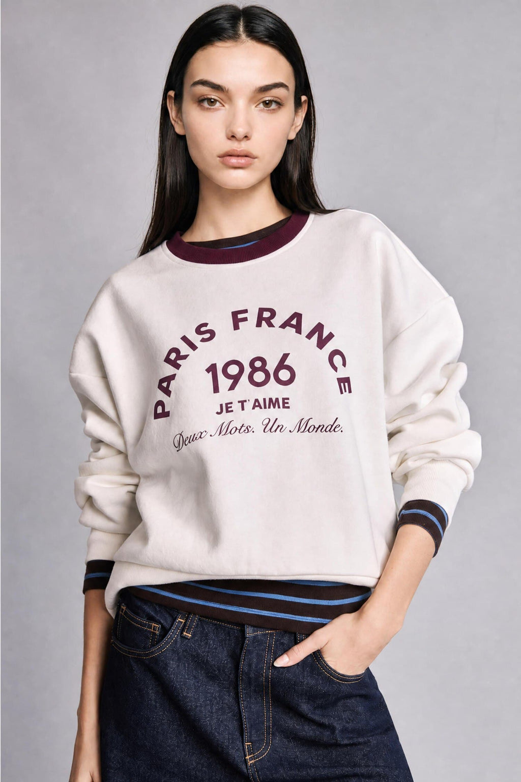 Boxy Fit Crew Neck Printed Thick Sweatshirt Fabric Sweatshirt