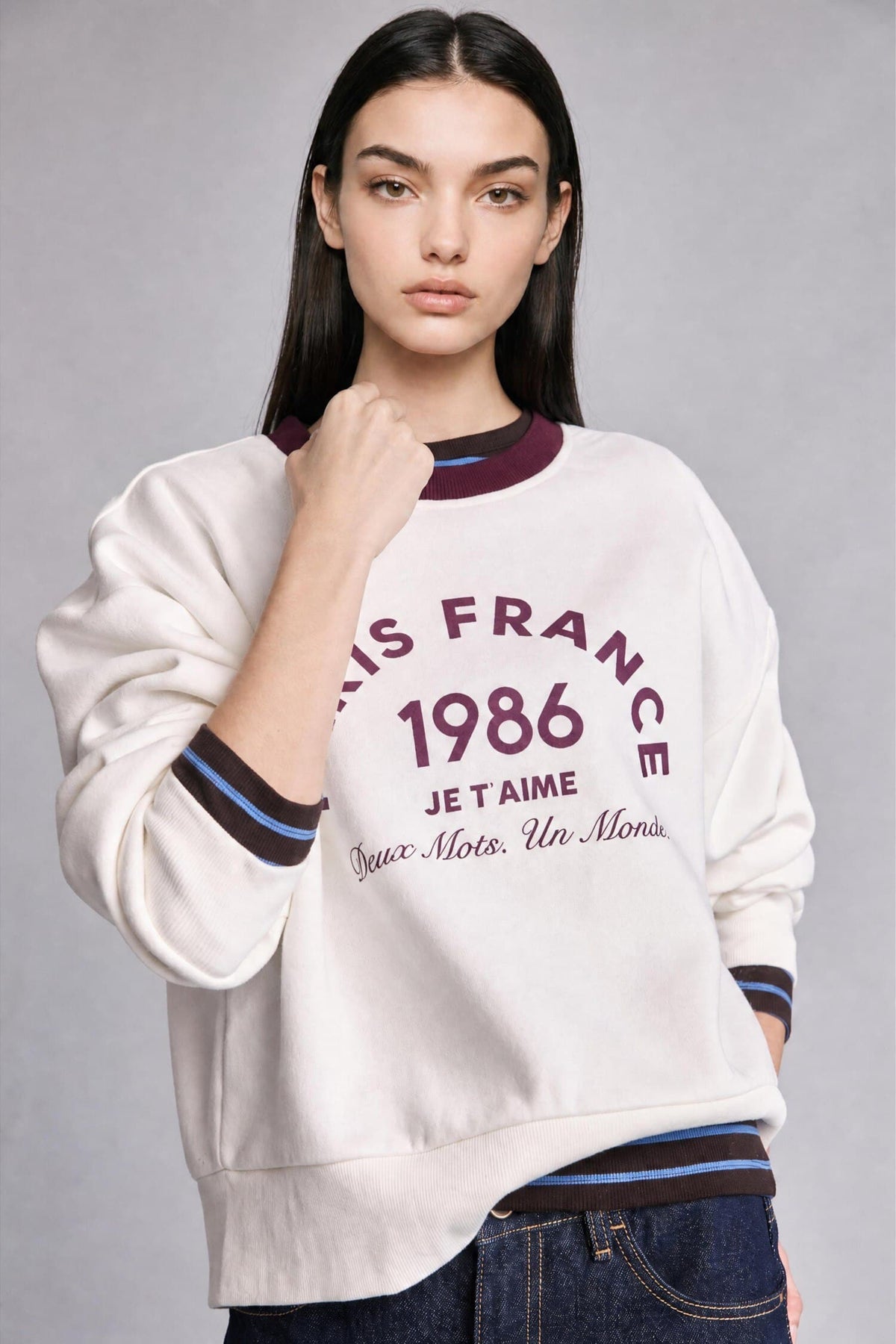 Boxy Fit Crew Neck Printed Thick Sweatshirt Fabric Sweatshirt