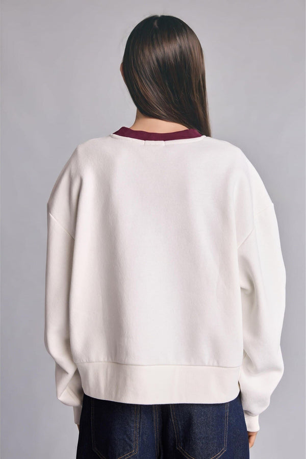 Boxy Fit Crew Neck Printed Thick Sweatshirt Fabric Sweatshirt