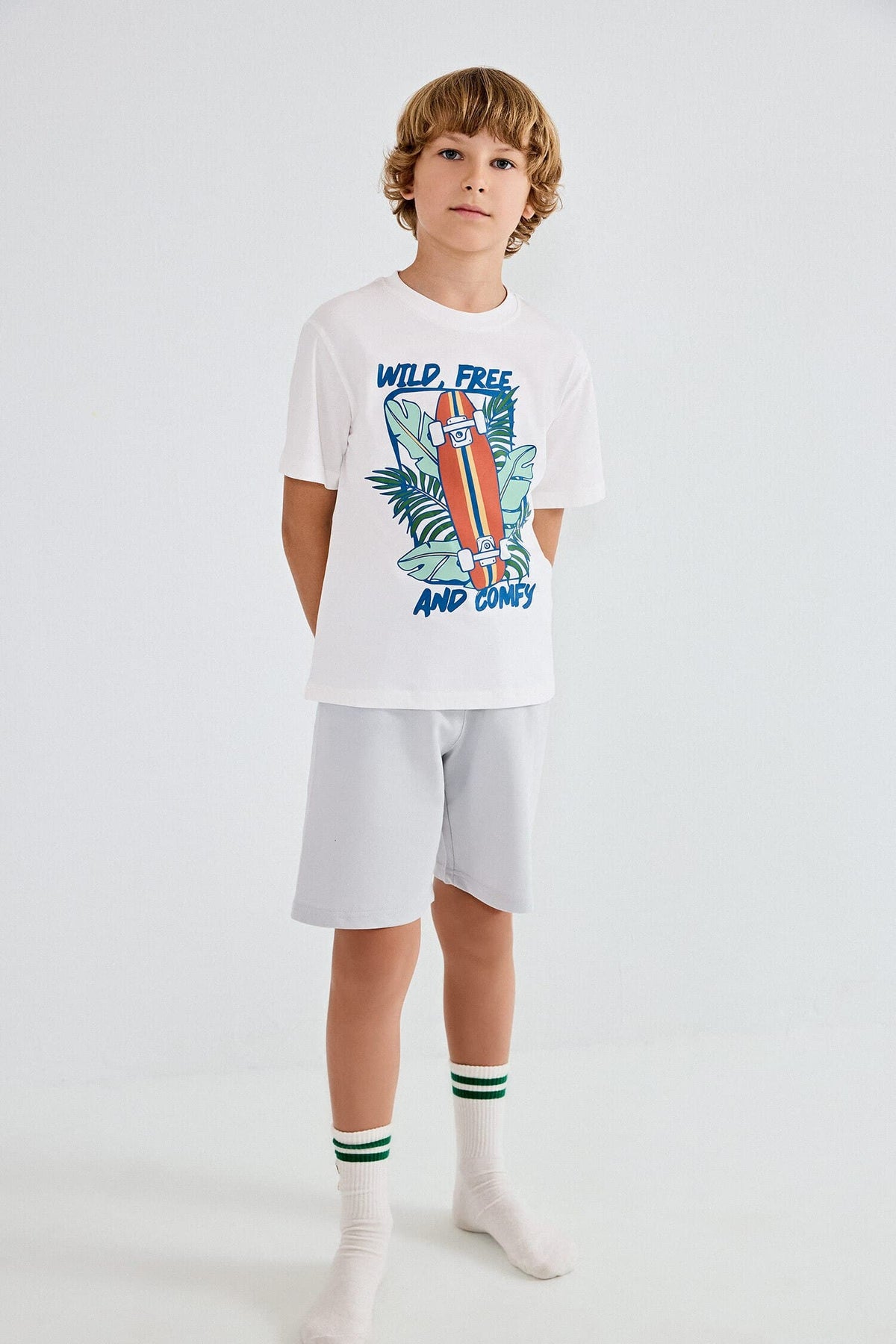 100% Cotton Regular Fit Printed 2-Pack Ecru Pajama Set For Boys