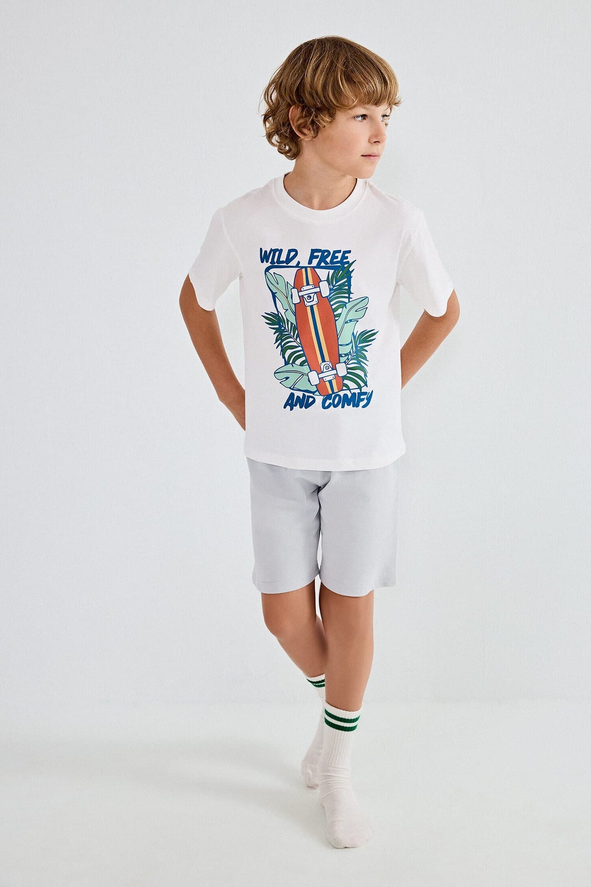 100% Cotton Regular Fit Printed 2-Pack Ecru Pajama Set For Boys
