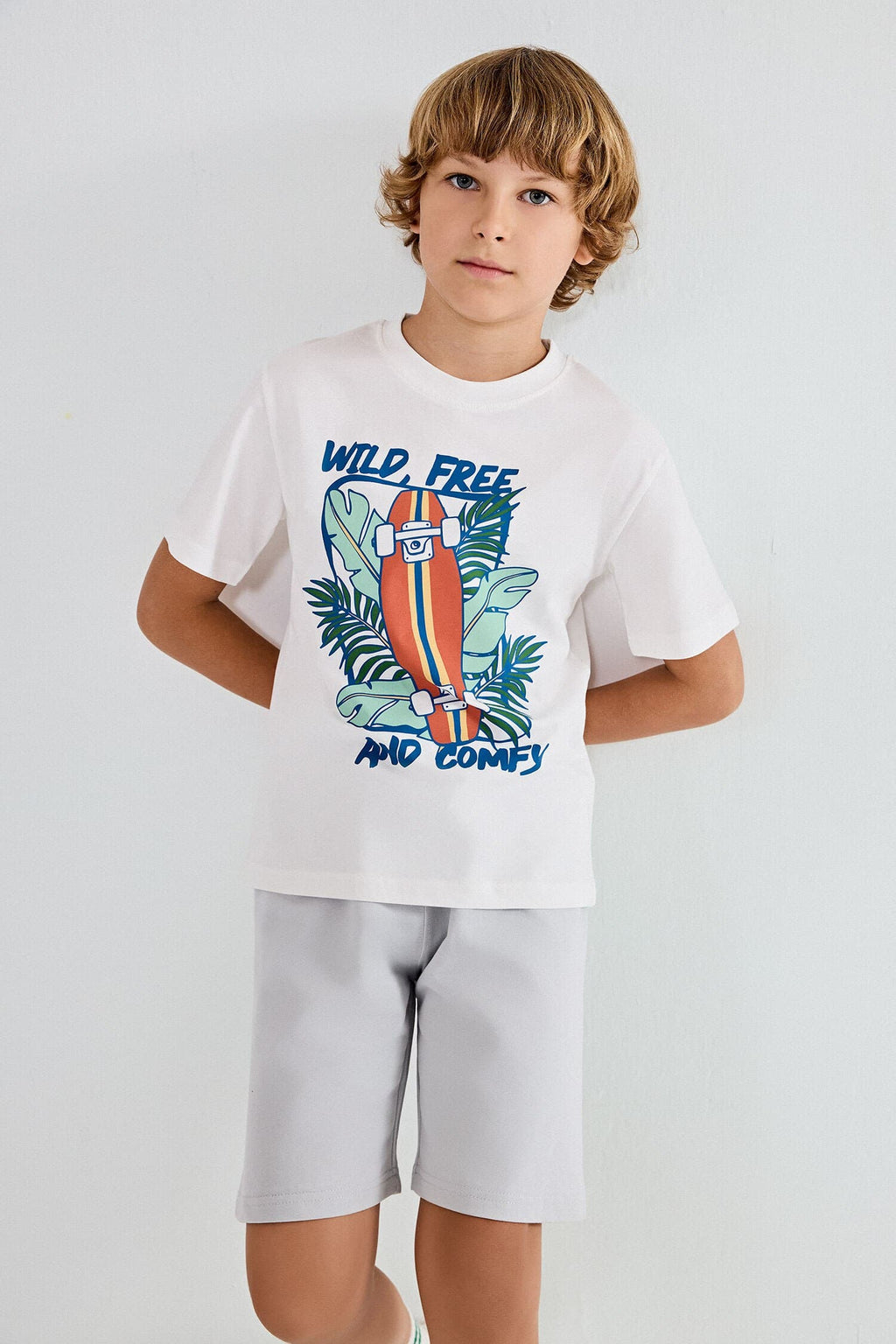 100% Cotton Regular Fit Printed 2-Pack Ecru Pajama Set For Boys