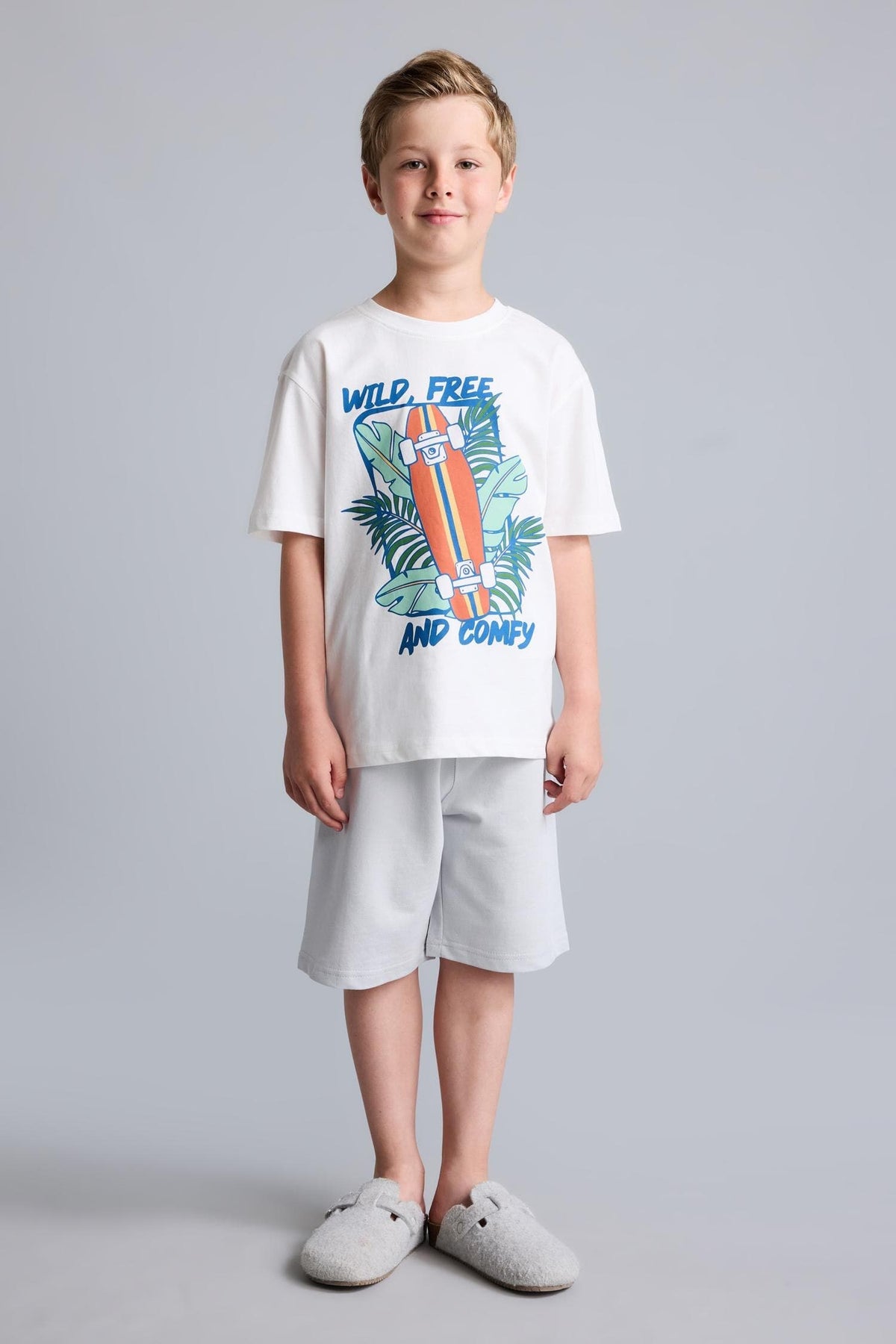 100% Cotton Regular Fit Printed 2-Pack Ecru Pajama Set For Boys