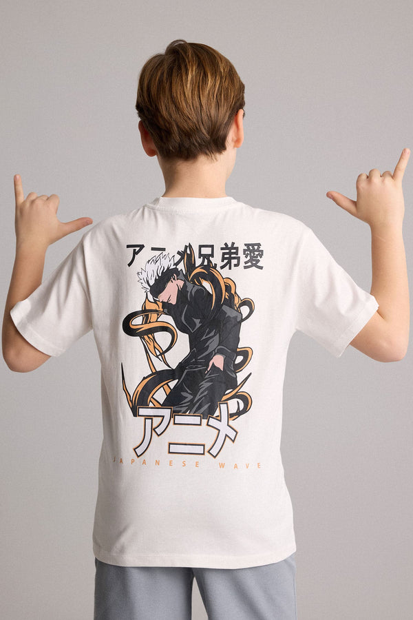 100% Cotton New Regular Fit Crew Neck Back Printed Short Sleeve T-Shirt Boys