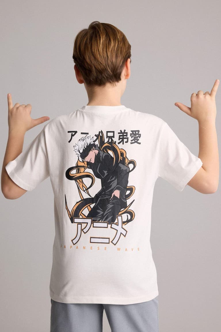 100% Cotton New Regular Fit Crew Neck Back Printed Short Sleeve T-Shirt Boys