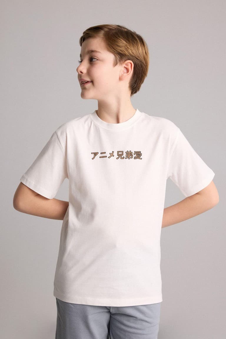 100% Cotton New Regular Fit Crew Neck Back Printed Short Sleeve T-Shirt Boys