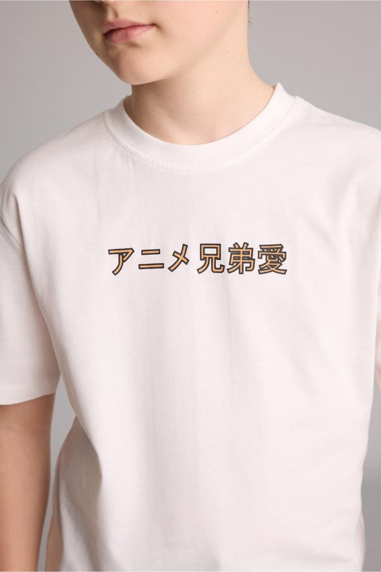 100% Cotton New Regular Fit Crew Neck Back Printed Short Sleeve T-Shirt Boys