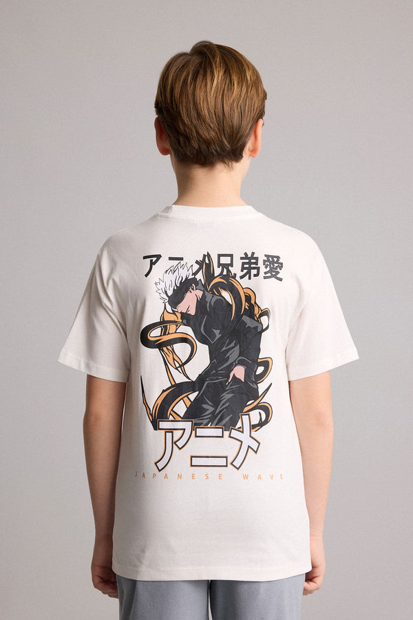100% Cotton New Regular Fit Crew Neck Back Printed Short Sleeve T-Shirt Boys