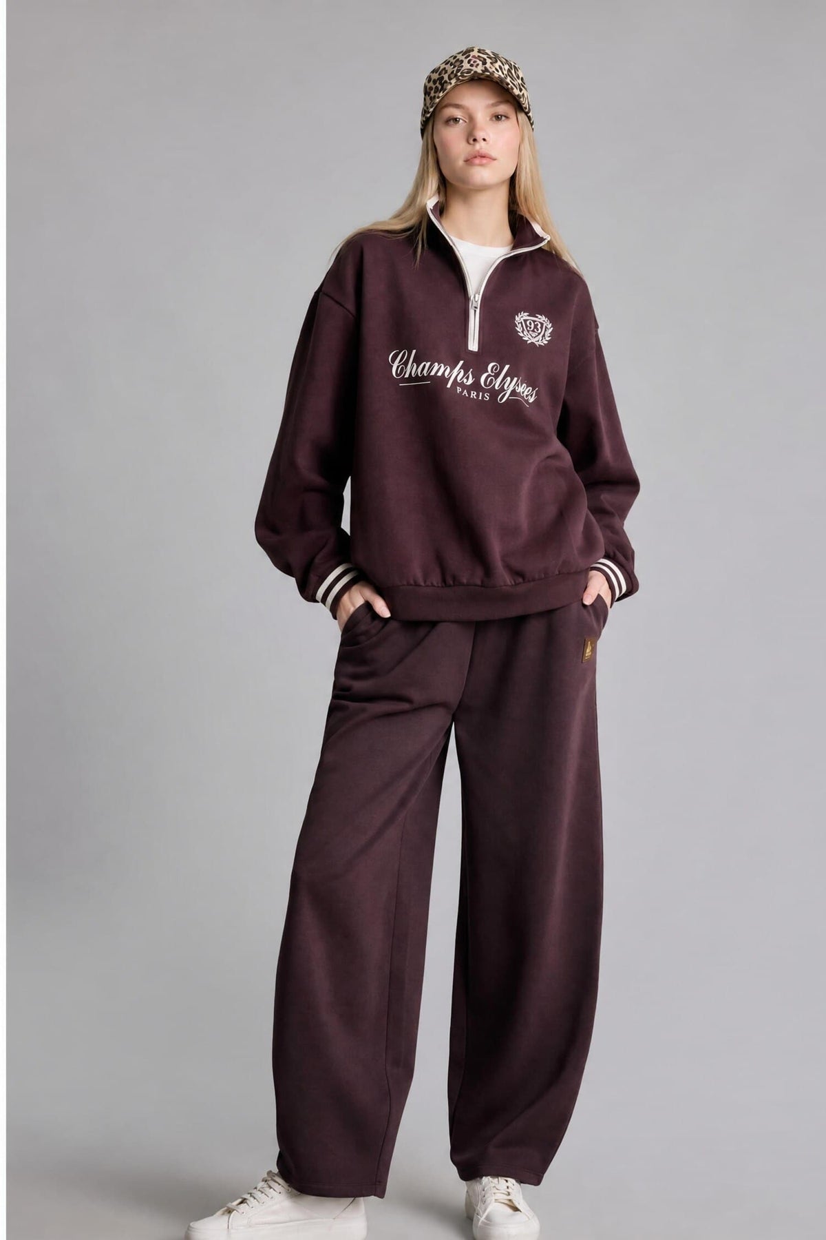 Relax Fit Polo Collar Printed Thick Sweatshirt Fabric Sweatshirt