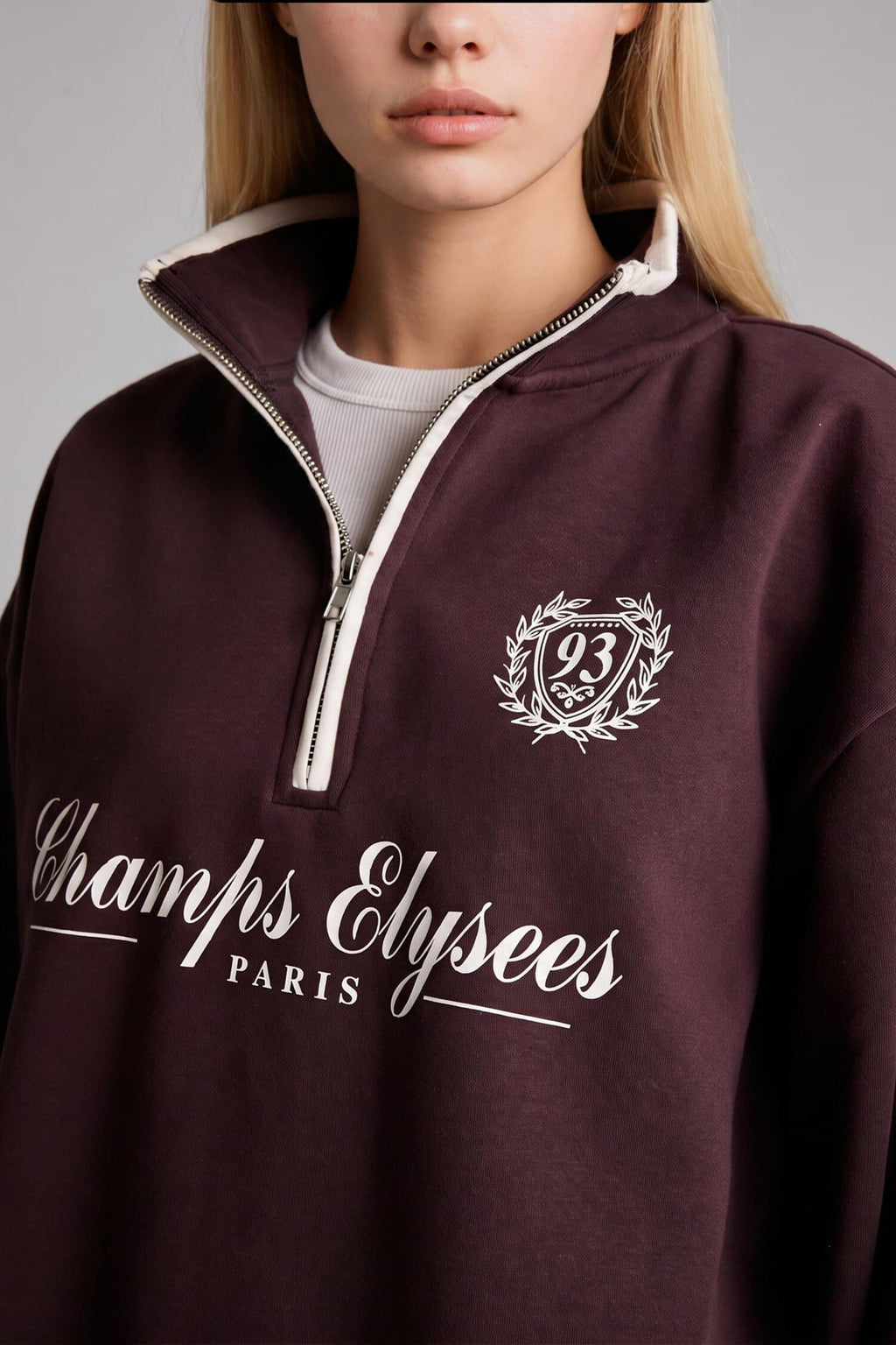 Relax Fit Polo Collar Printed Thick Sweatshirt Fabric Sweatshirt