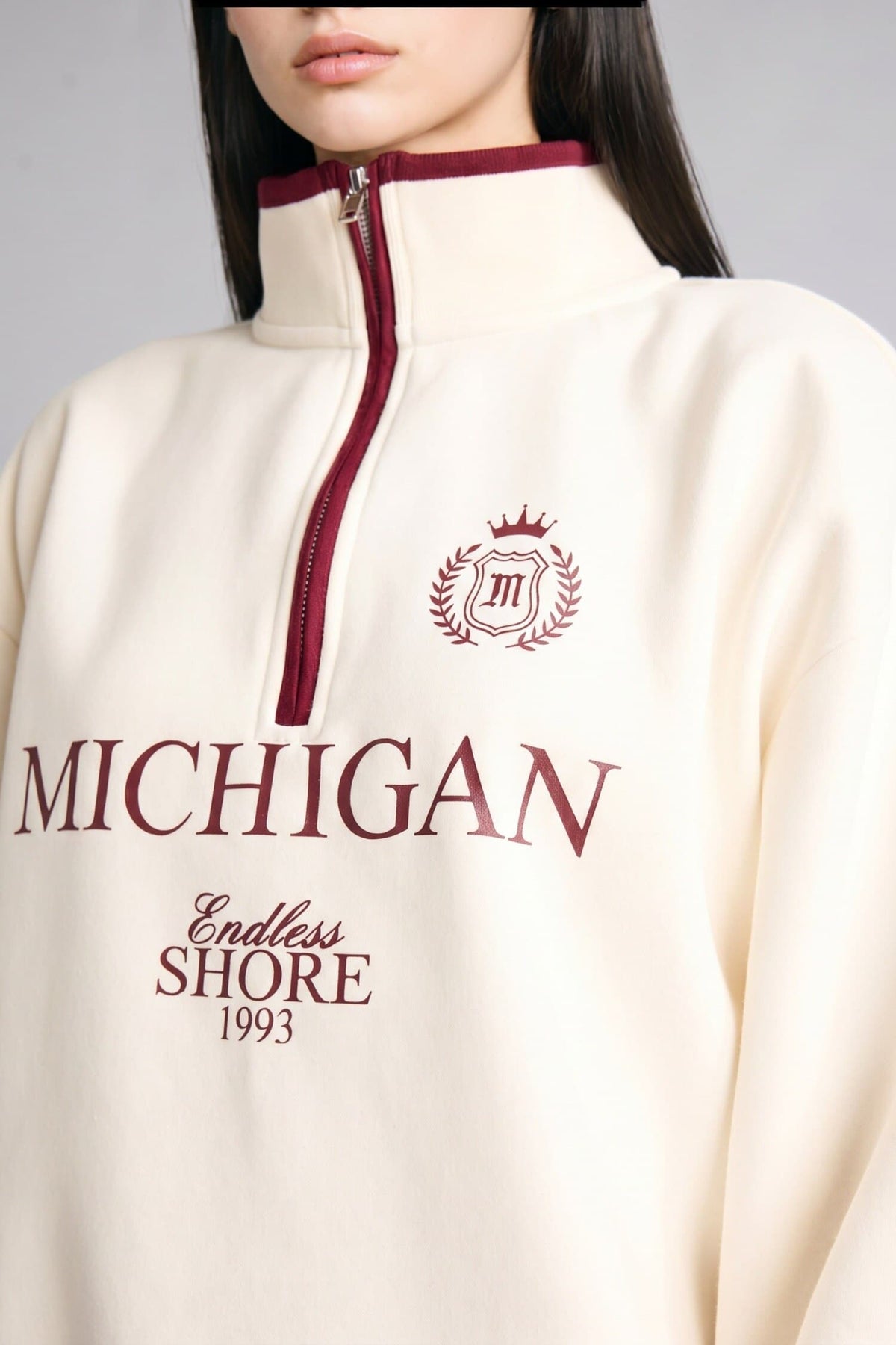 Relax Fit Polo Collar Printed Thick Sweatshirt Fabric Sweatshirt