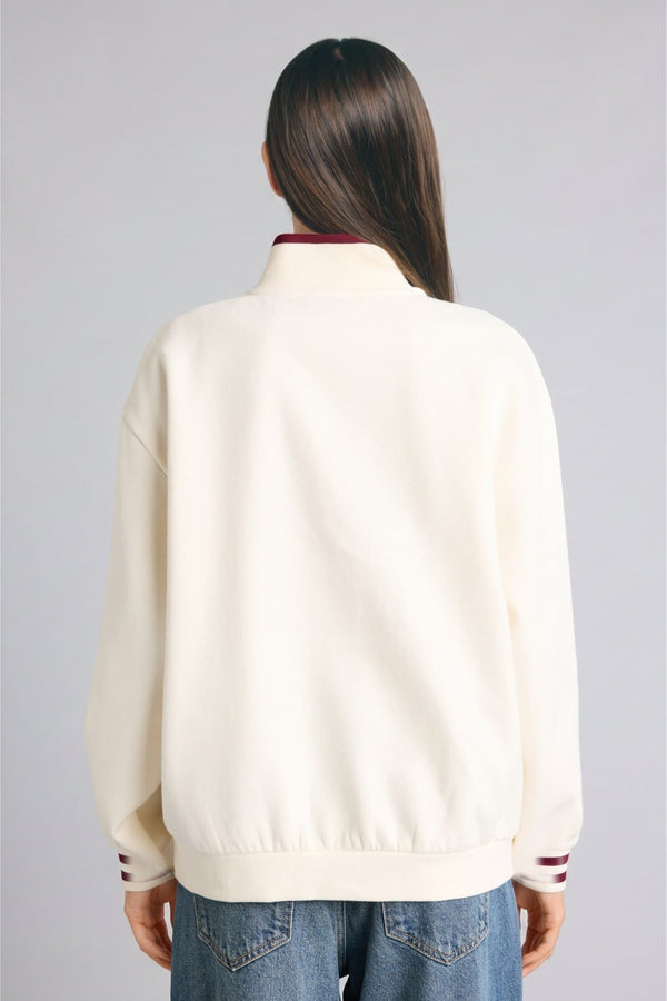 Relax Fit Polo Collar Printed Thick Sweatshirt Fabric Sweatshirt