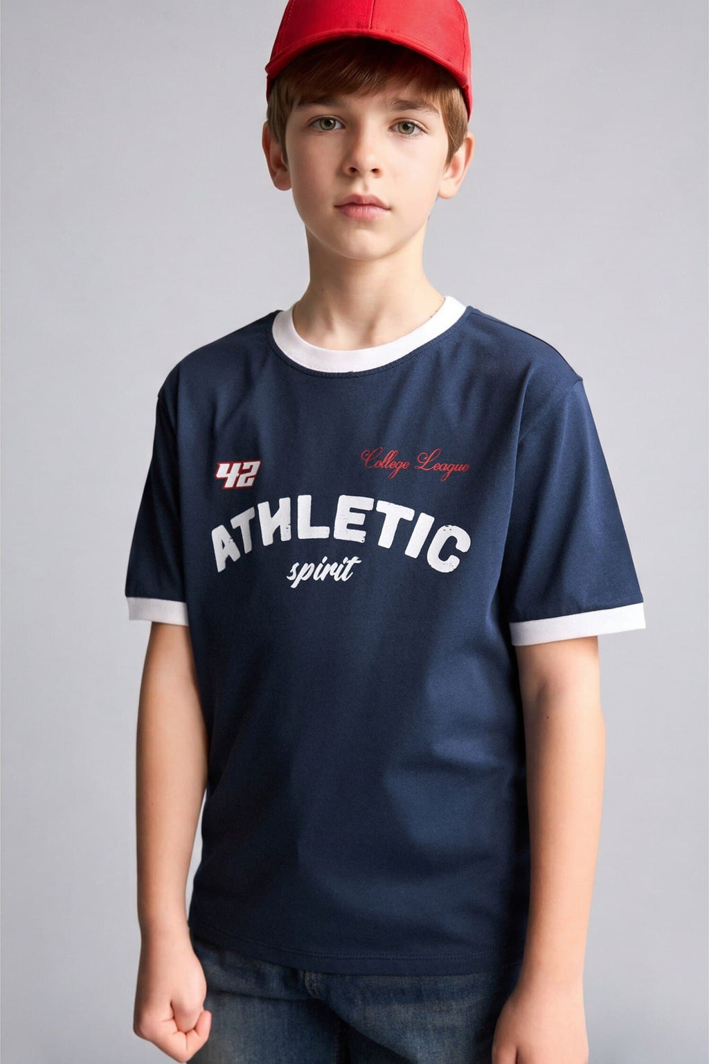 100% Cotton New Regular Crew Neck Printed Short Sleeve T-Shirt Boy