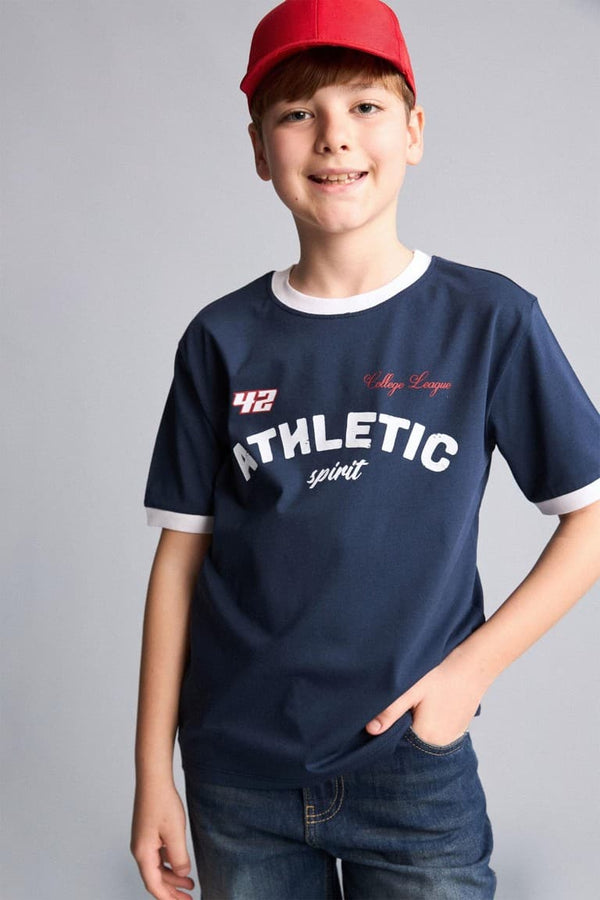 100% Cotton New Regular Crew Neck Printed Short Sleeve T-Shirt Boy