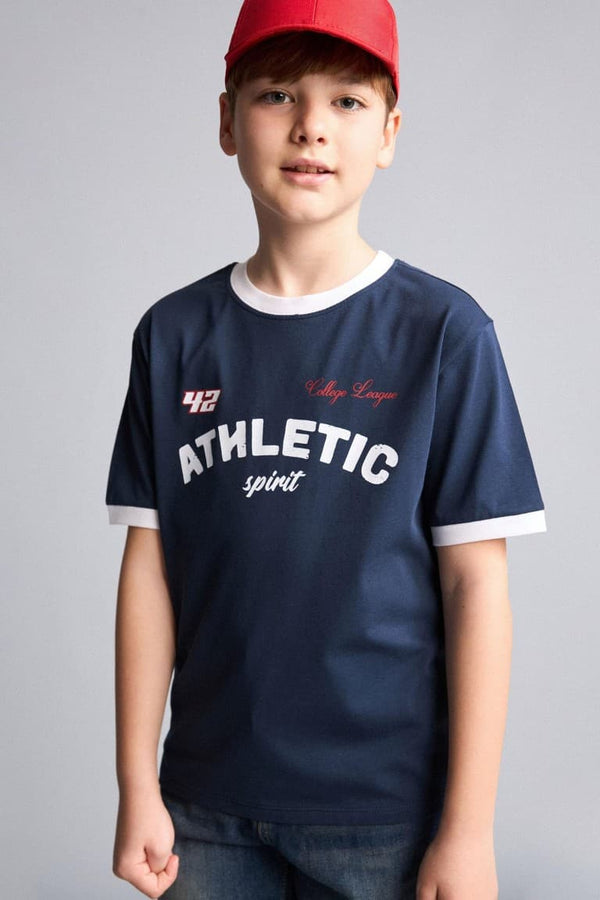 100% Cotton New Regular Crew Neck Printed Short Sleeve T-Shirt Boy