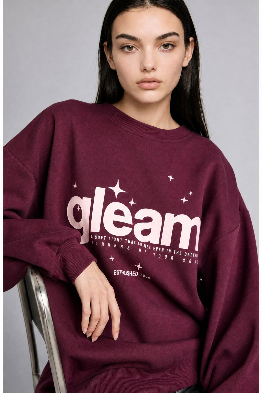Overless Crew Neck Slogan Printed Thick Sweatshirt Fabric Sweatshirt