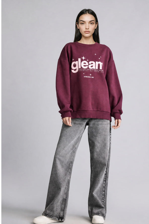 Overless Crew Neck Slogan Printed Thick Sweatshirt Fabric Sweatshirt