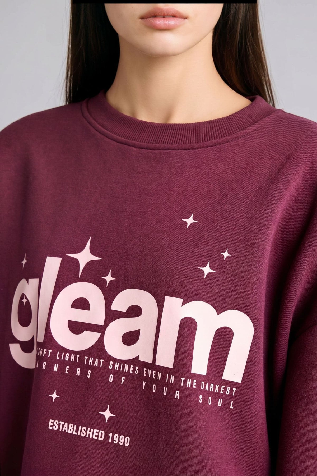 Overless Crew Neck Slogan Printed Thick Sweatshirt Fabric Sweatshirt