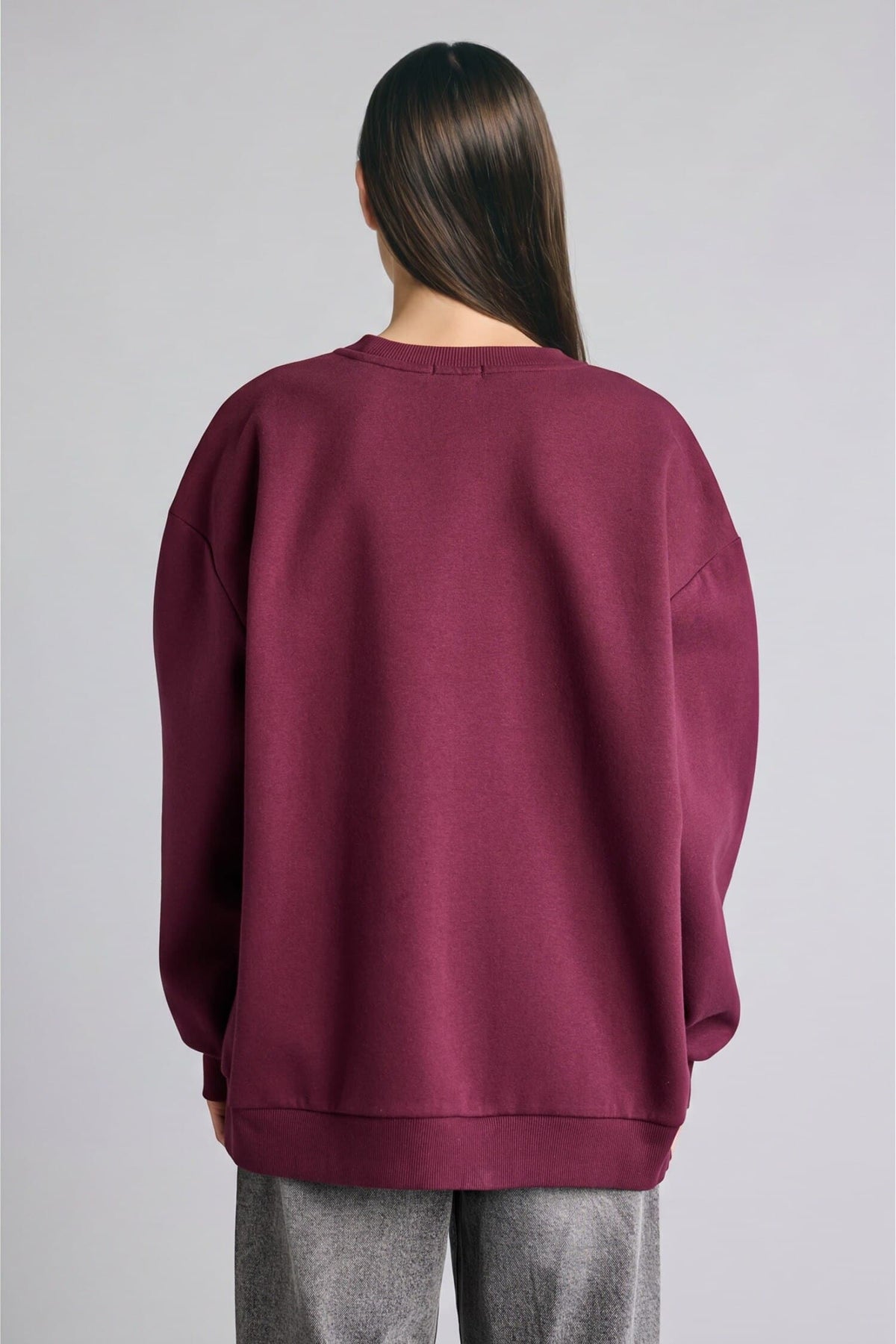 Overless Crew Neck Slogan Printed Thick Sweatshirt Fabric Sweatshirt