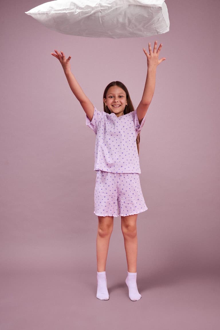 Regular Ribbed Camisole Shorts T-Shirt 2-Pack Pajama Set Girl