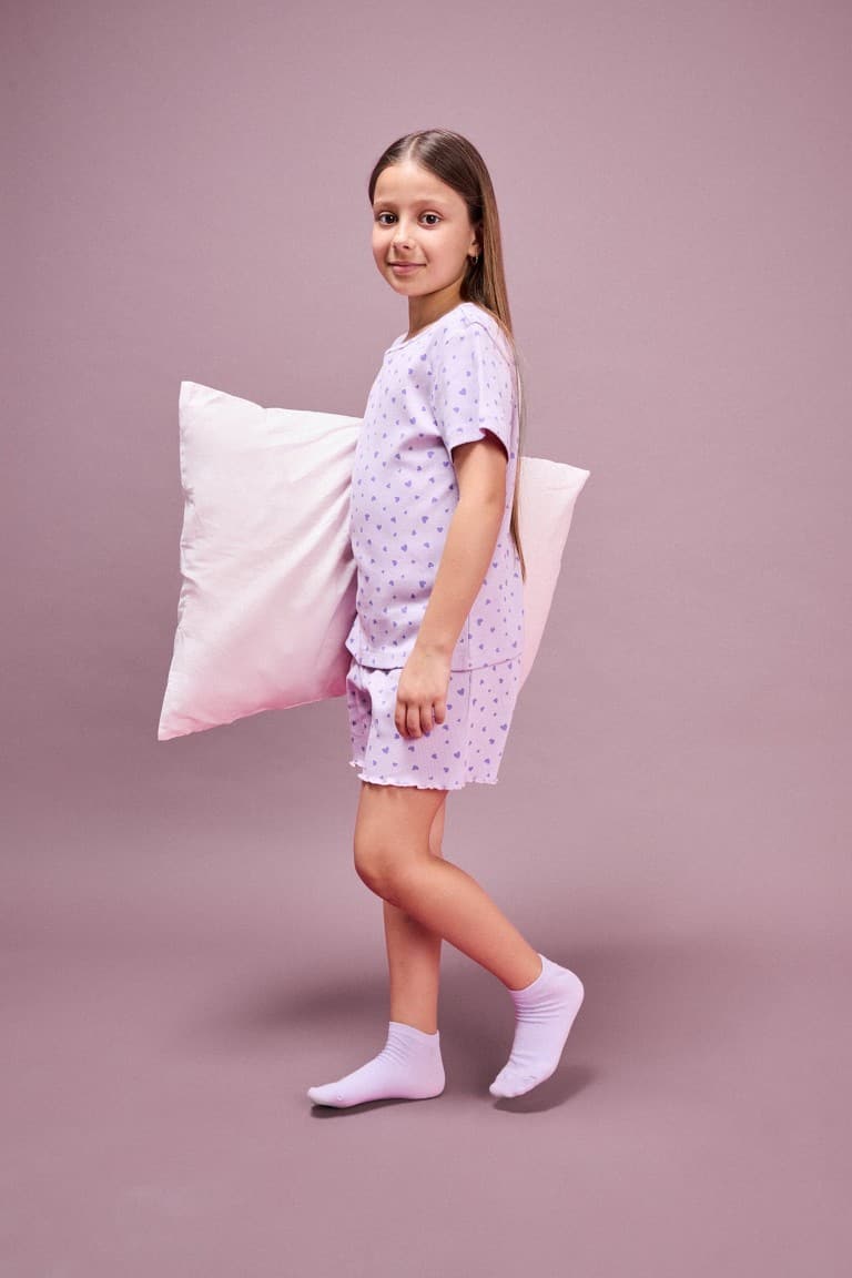 Regular Ribbed Camisole Shorts T-Shirt 2-Pack Pajama Set Girl
