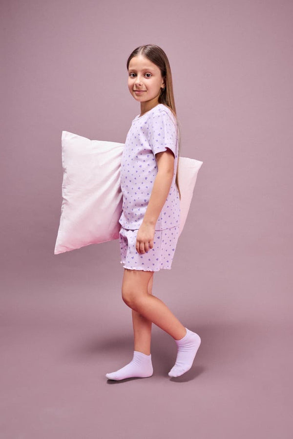 Regular Ribbed Camisole Shorts T-Shirt 2-Pack Pajama Set Girl