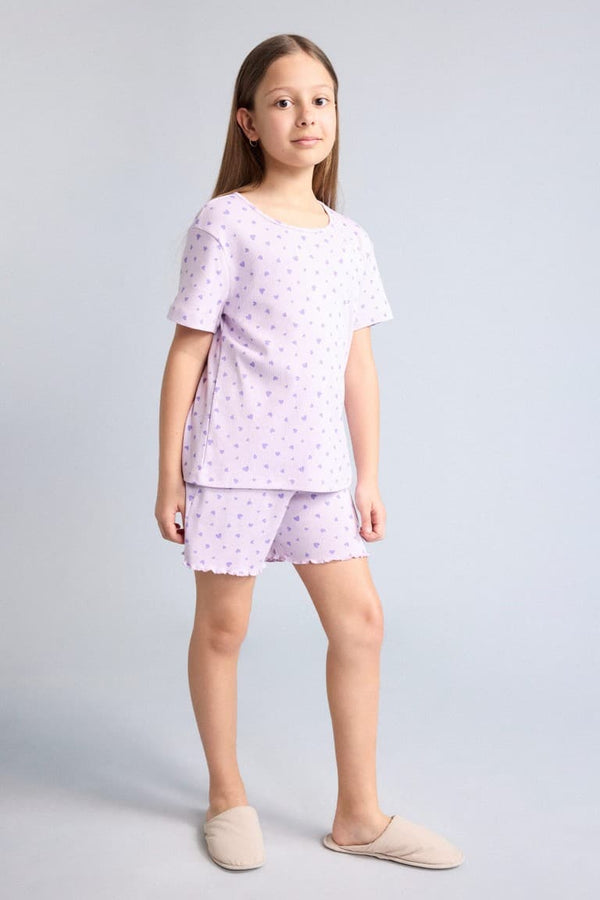 Regular Ribbed Camisole Shorts T-Shirt 2-Pack Pajama Set Girl