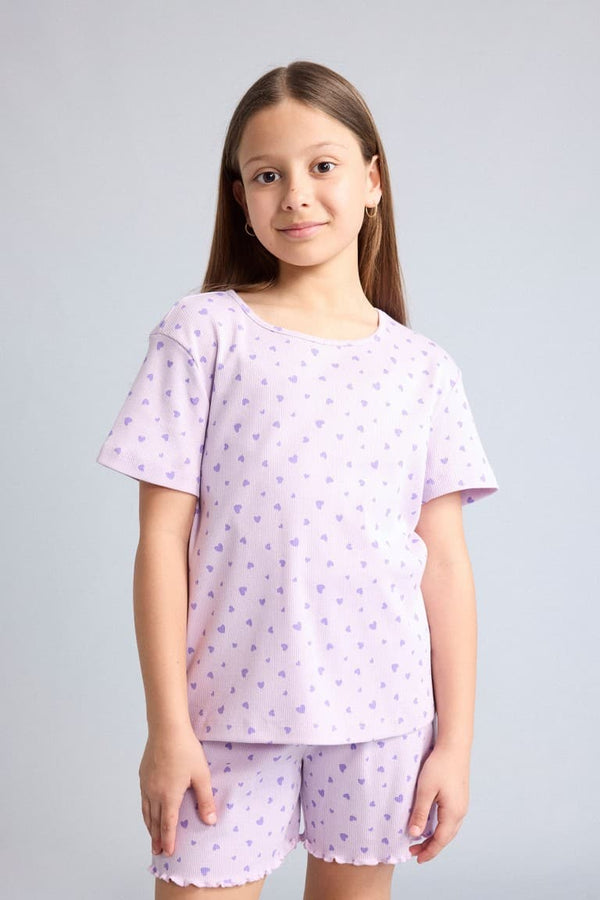 Regular Ribbed Camisole Shorts T-Shirt 2-Pack Pajama Set Girl