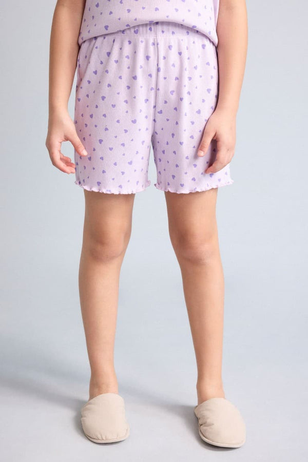 Regular Ribbed Camisole Shorts T-Shirt 2-Pack Pajama Set Girl