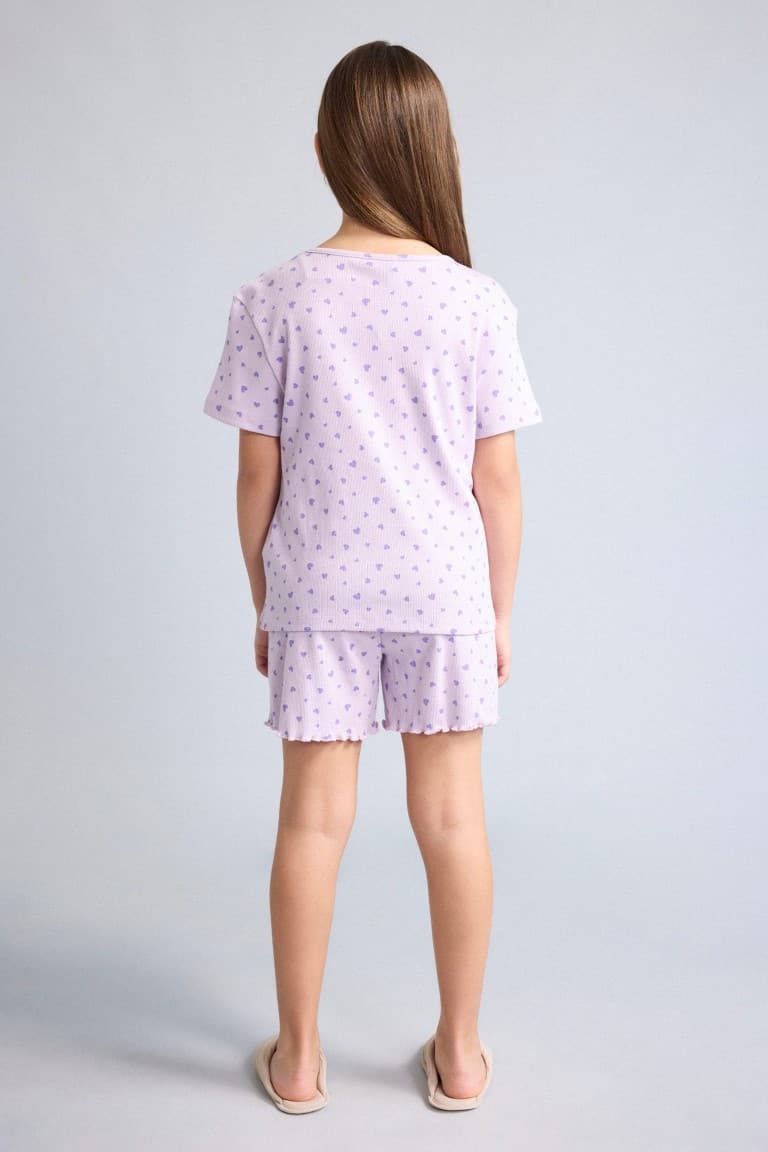 Regular Ribbed Camisole Shorts T-Shirt 2-Pack Pajama Set Girl