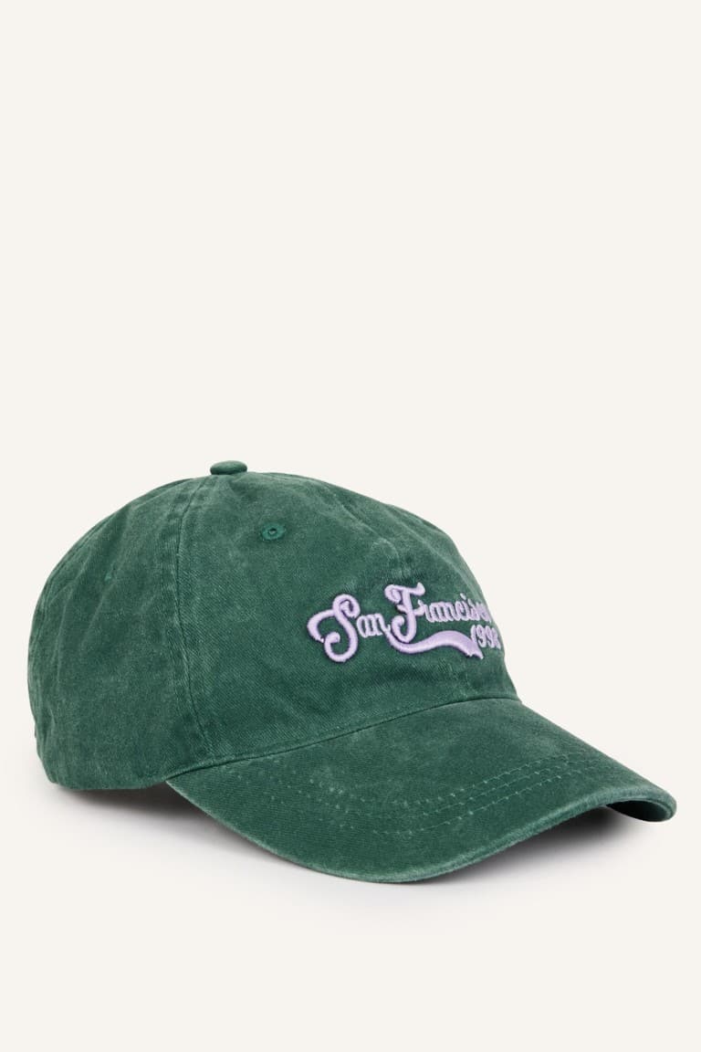Women Embroidered Jean Cap Green Hat