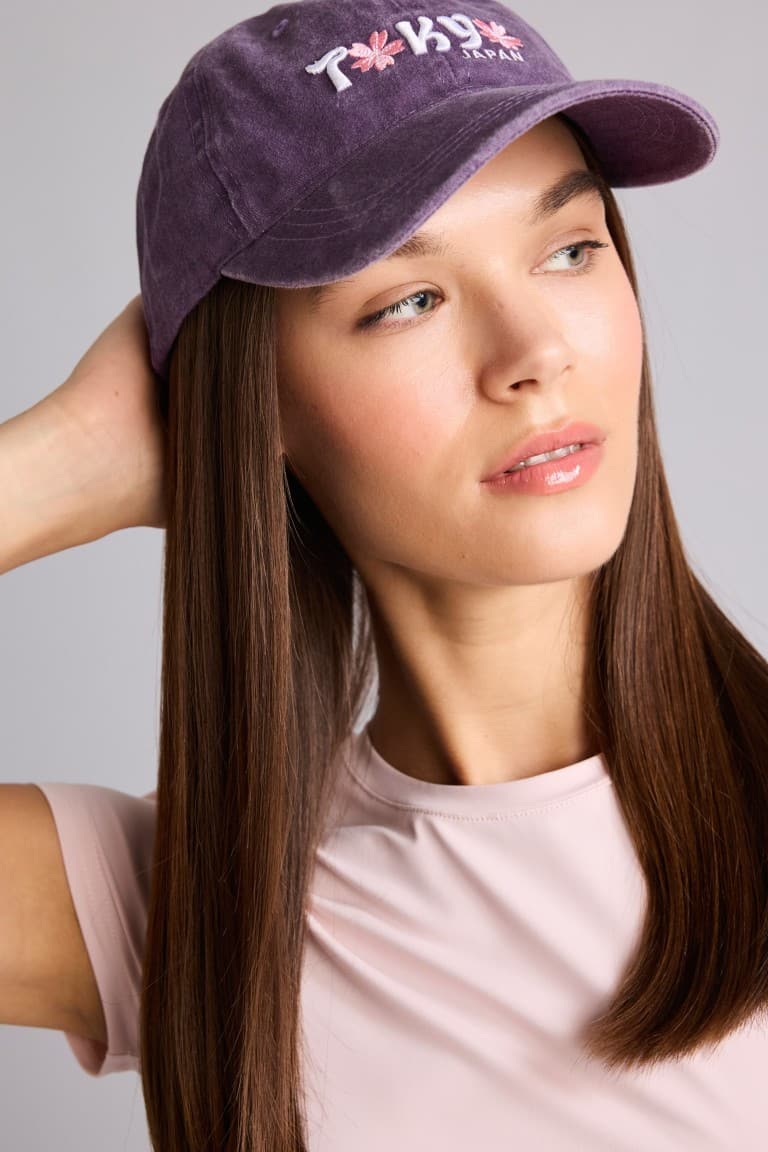 Women Embroidered Jean Cap Purple Hat