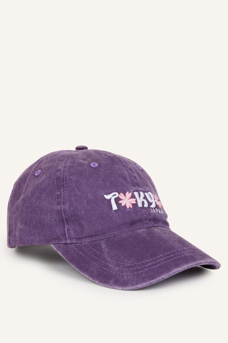 Women Embroidered Jean Cap Purple Hat