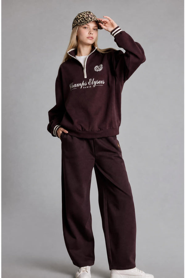 Barrel Fit Thick Sweatshirt Fabric Pants