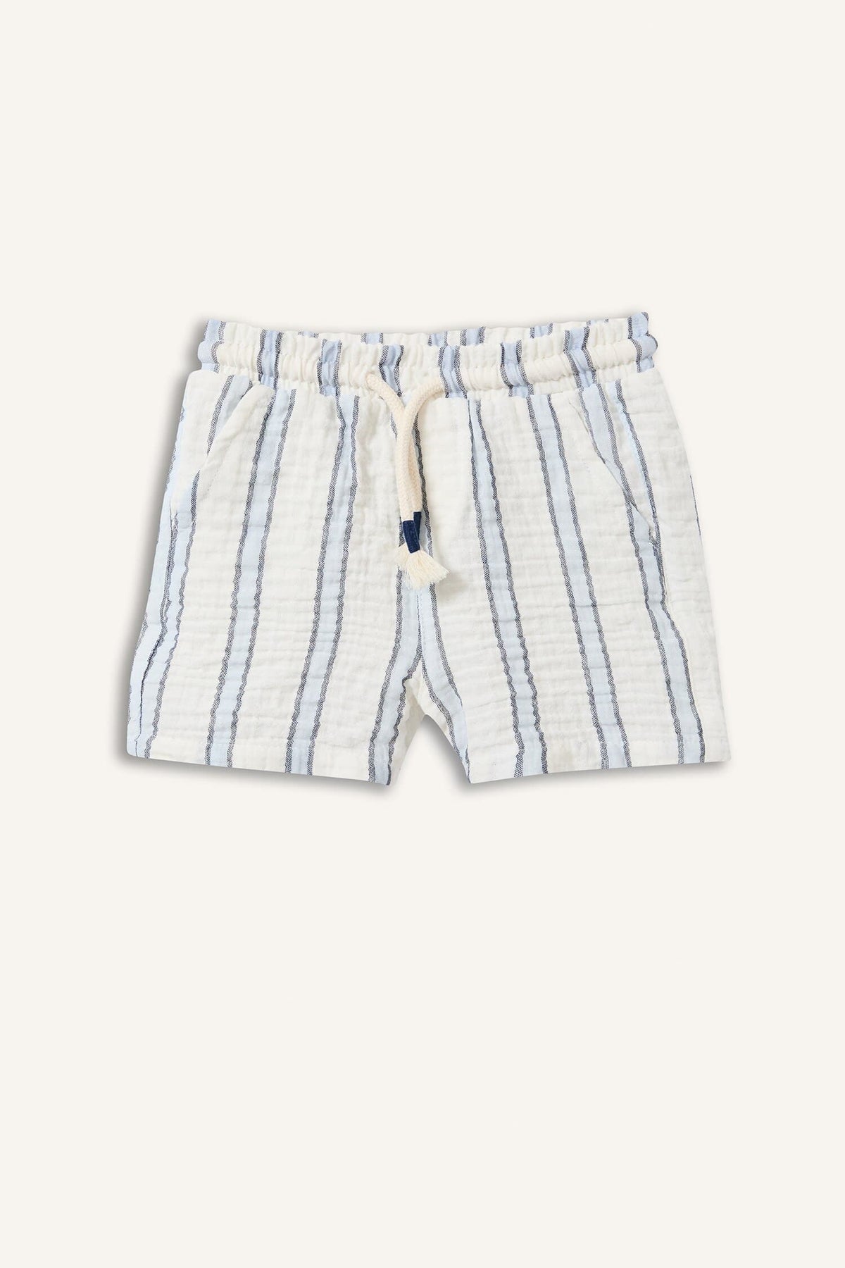 Elastic Waist Lace-up Striped Muslin Shorts Baby Boy Main image