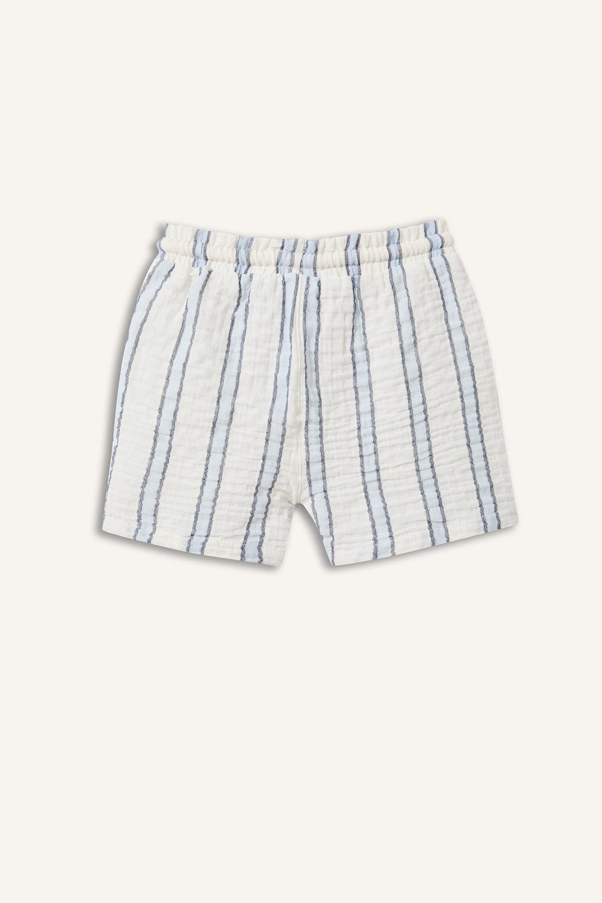 Elastic Waist Lace-up Striped Muslin Shorts Baby Boy