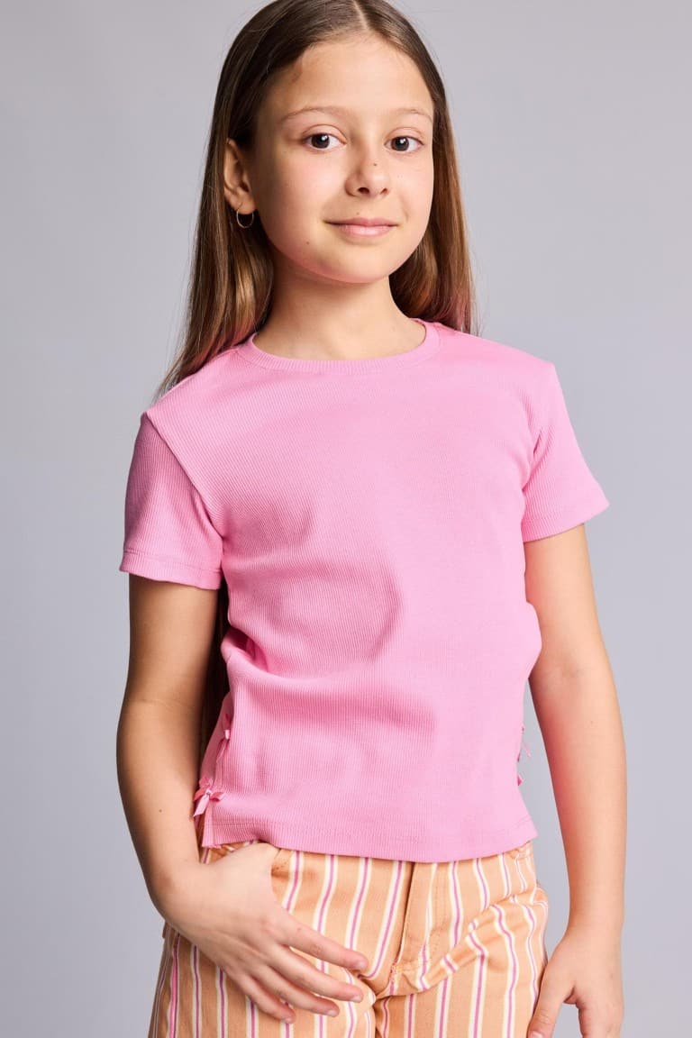 Crew Neck Ribbed Camisole Short Sleeve T-Shirt Girl Main image