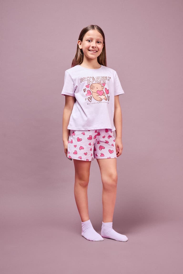 100% Cotton Regular Fit 2-Pack Pajama Set For Girls