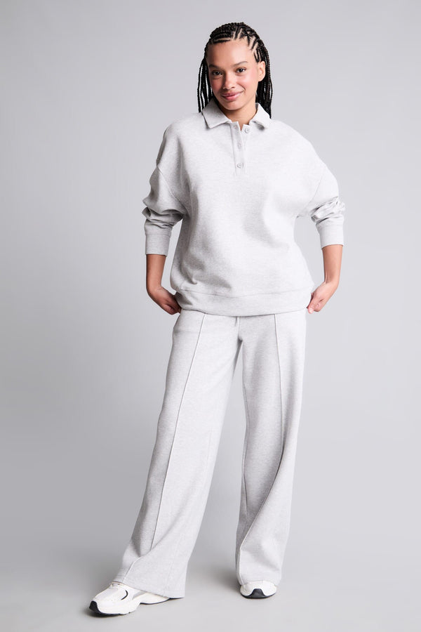 Barrel Fit Front Seam Wide Leg Long Sports Pants with Pockets