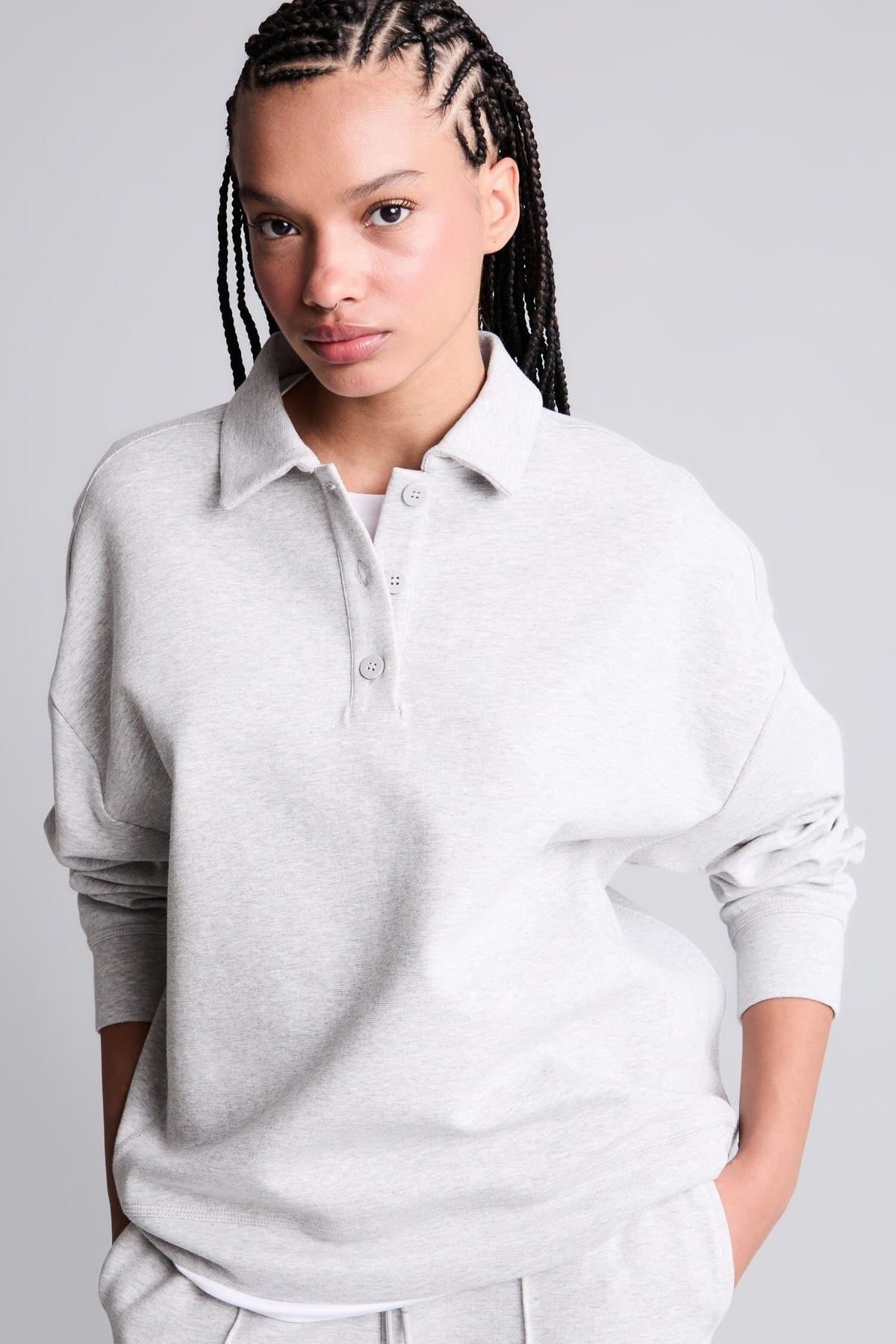 Overless Polo Collar Sports Sweatshirt