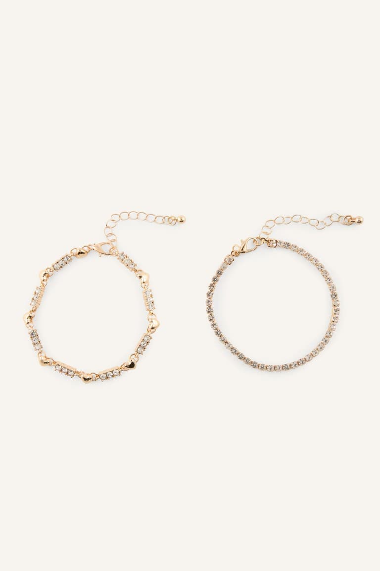 Women Stone Gold Color 2-Piece Bracelet